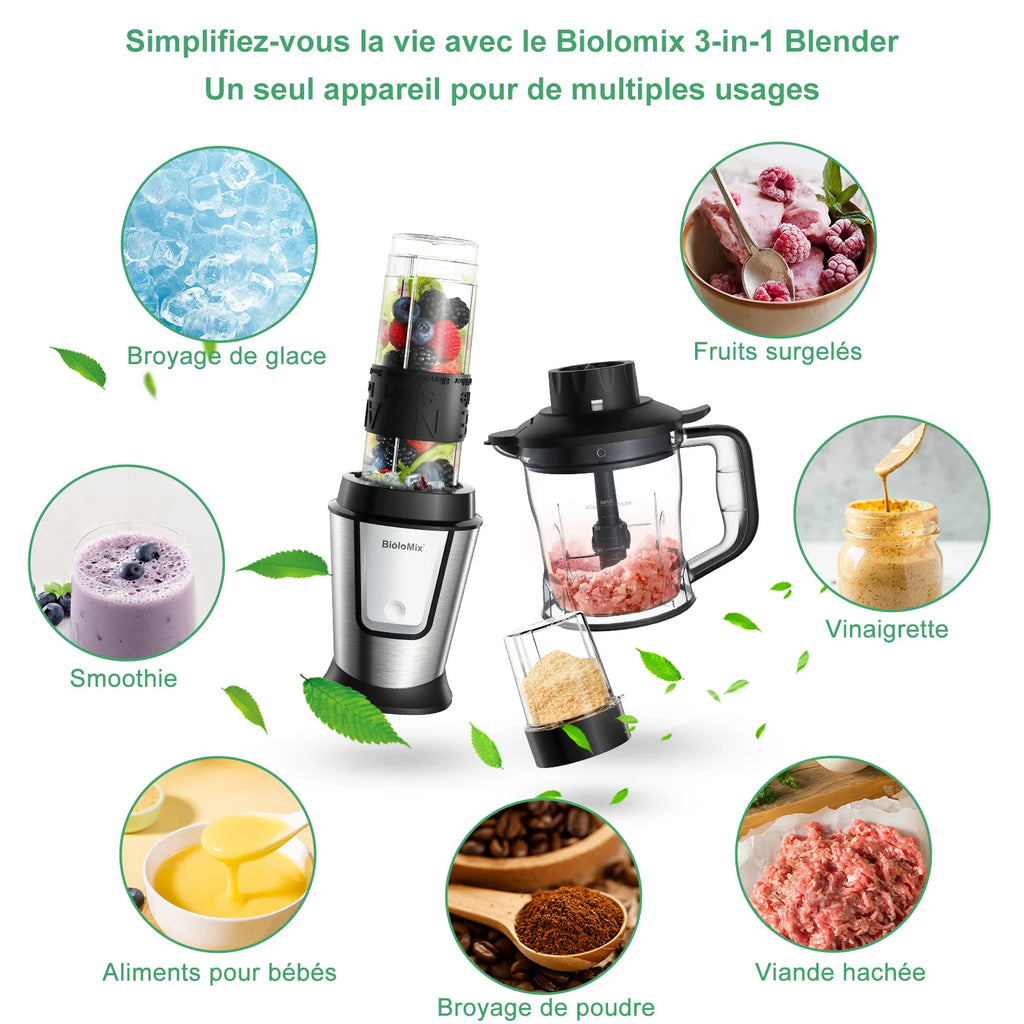Kitchenflow x BioloMix 700W - Blender Multifonction 3-en-1