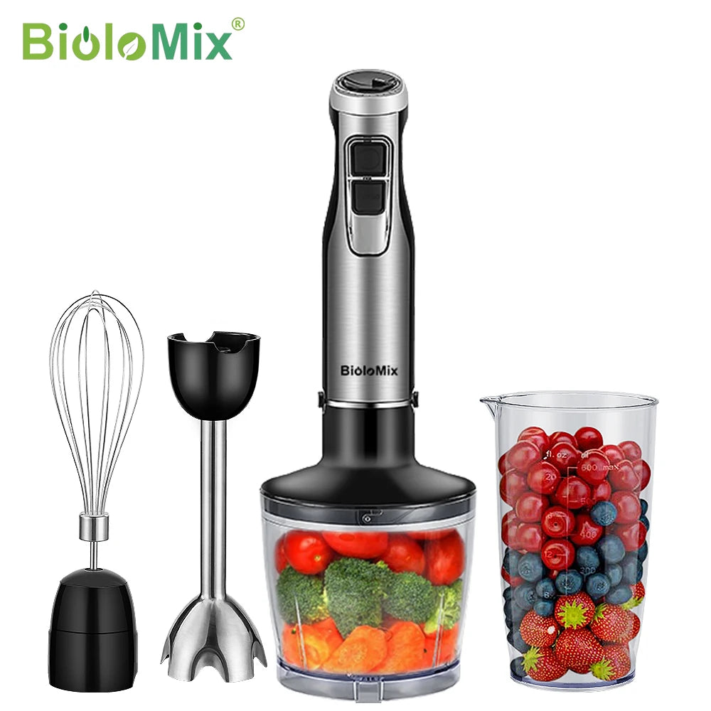 Kitchenflow x BioloMix 1200W - Mixeur Plongeant 4-en-1 - 6 Vitesses + Turbo